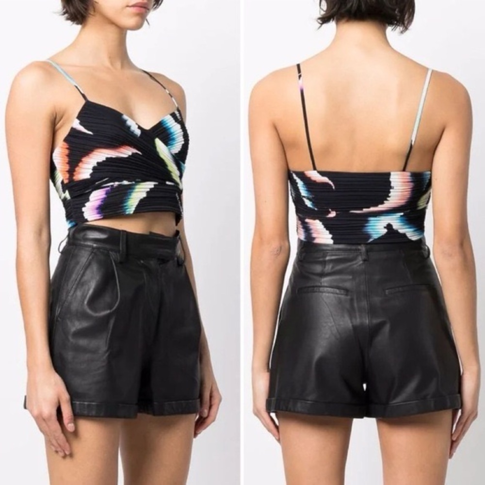 A.L.C. Sula Shirred Crop Bustier Top In Midnight Multi